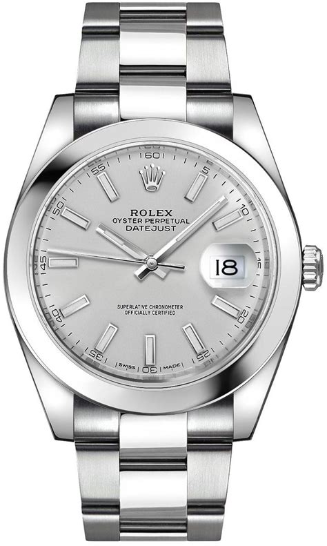 silver rolex datejust 41|More.